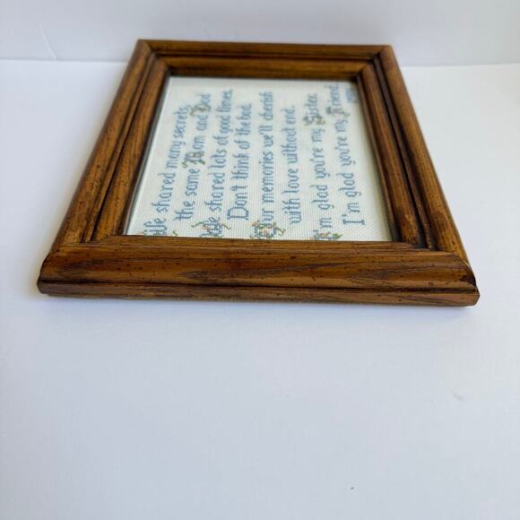 Vintage Framed Cross Stitch Embroidery Sister Gift Family Farmhouse Country - Picture 5 of 10